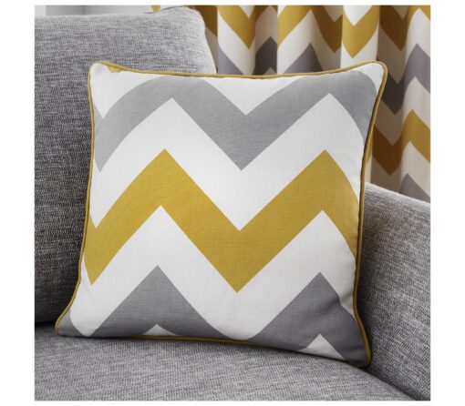 Chevron Yellow and Grey Cushion Cover 43 x 43 cm
