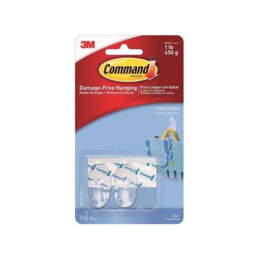 Command Small Clear Hooks with Clear Strips 17092CLR