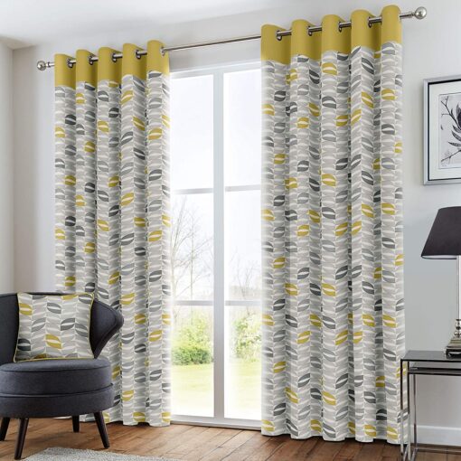 Copeland Ochre Geometric Grey & Yellow Curtains 229x229cm