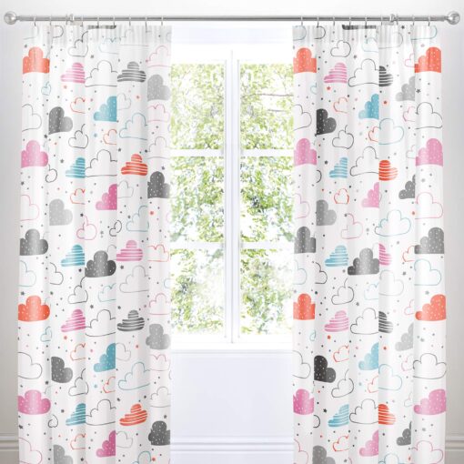 Cosatto - Fairy Clouds - Pair of Pencil Pleat Curtains - 66" Width X 72" Drop (168 X 183Cm) in Multicolour