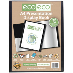 eco-eco A4 10 Pocket Presentation Display Book Black