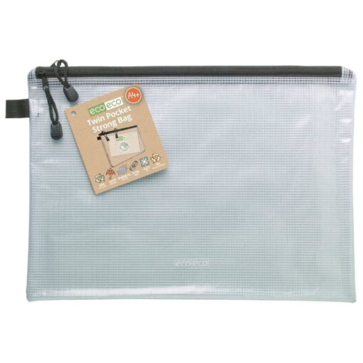 eco-eco A4+ Twin Pocket Zipped Strong Bag Clear Mesh Tuff Bag