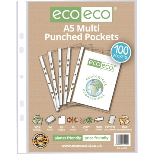eco-eco A5 Multi Punched Pockets 100 Pack