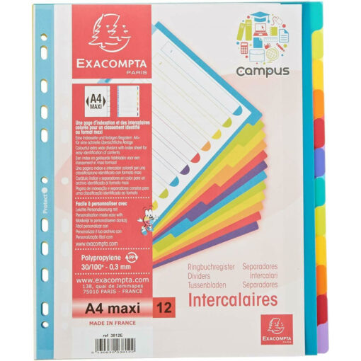Exacompta Forever A4+ Extra Wide 12 Part Dividers