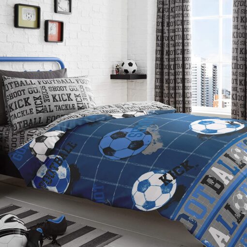 Football Duvet Cover Sets Blue - double-bed-duvet-cover-set