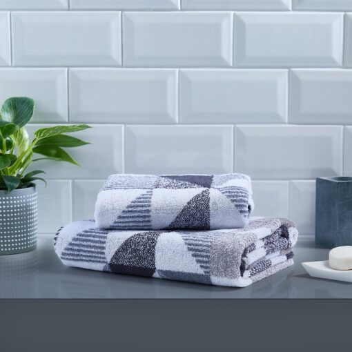 Geometric Hand Towels Black White Grey