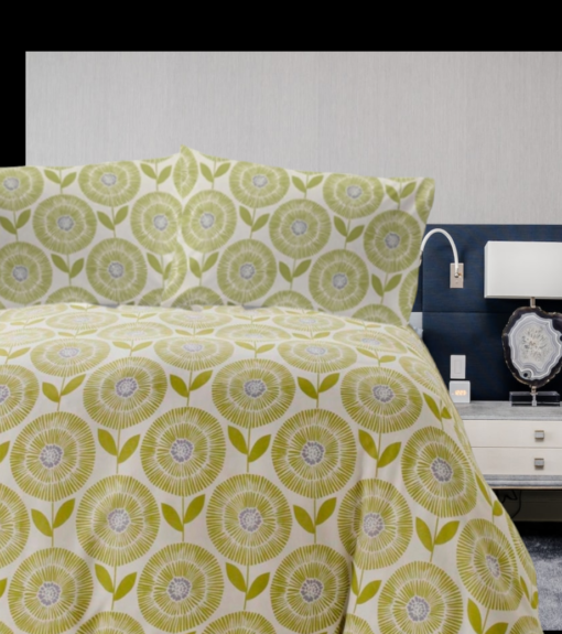 Green Dandelion King Size Duvet Cover Set