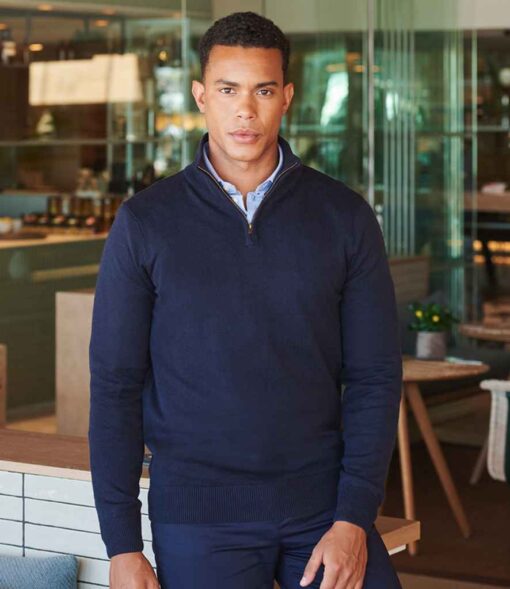 Henbury Zip Neck Sweater