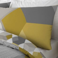Hexagon Yellow & Grey Single Size Duvet Cover Set by Fusion