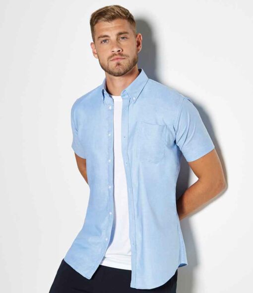 Kustom Kit Short Sleeve Slim Fit Oxford Shirt