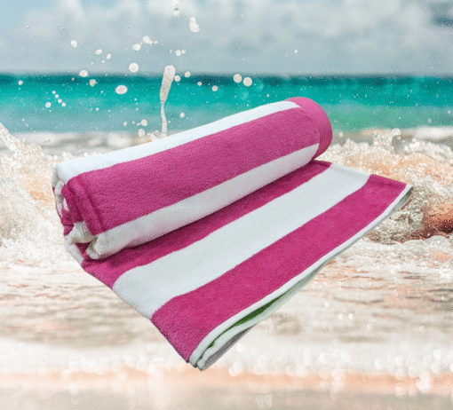 Luxury Oversized Beach Towel – Pink Stripe | Ultra-Soft & Quick-Dry