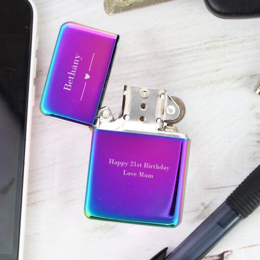 Personalised Decorative Heart Rainbow Lighter