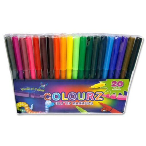 Premier Felt Tip Markers Colouring Pens Assorted Colours Pack of 20