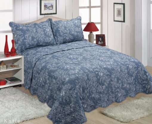 Quilted Bedspreads Patchwork & Floral designs - katie-dark-blue-king-bed