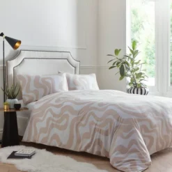 Retro Bedding Duvet Cover Set King Size Natural