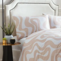 Retro Bedding Duvet Cover Set King Size Natural