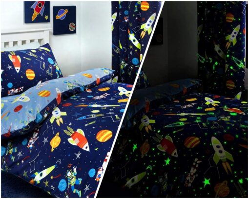 Supersonic Glow In The Dark Duvet Cover Set - double-bed-cover-set
