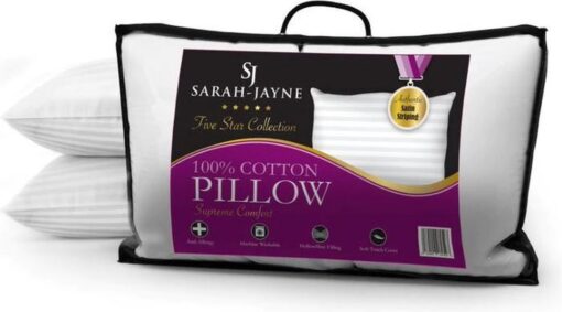 Supreme Comfort Plump Pillow Pair Satin Stripe Cotton by Sarah Jayne