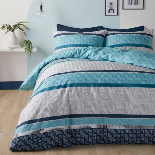 Teal Duvet Cover Set Rico by Fusion - double-bed