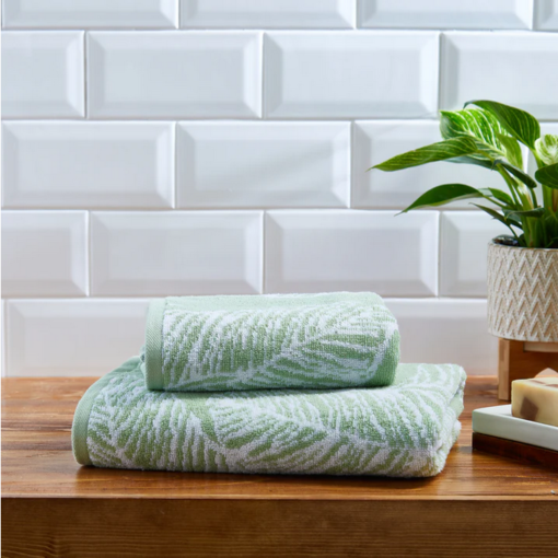Tropical Hand Towels in Green or Grey
