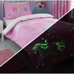 Unicorn Bedding Set Pink Glow In the Dark - double-bed