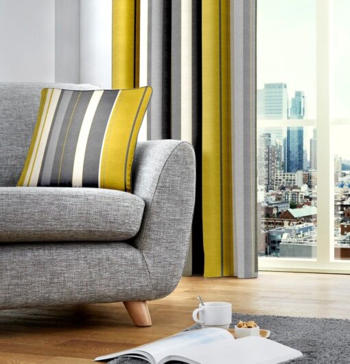 Whitworth Yellow Stripe Cushion by Fusion