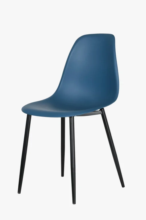 2x Curve Chair, Blue Plastic Seat With Black Metal Legs