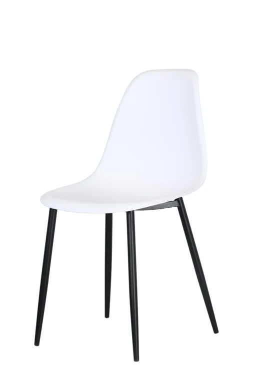 2x Curve Chair, White Plastic Seat With Black Metal Legs