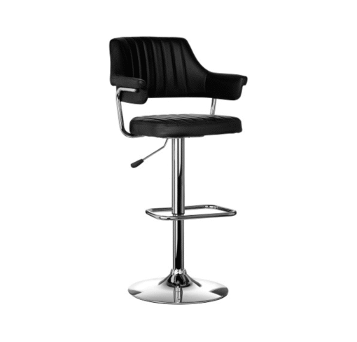 Bernard Adjustable Black Bar Stool Chrome Base