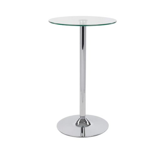 Bert Table Tall Clear Round Glass Bistro Bar Table