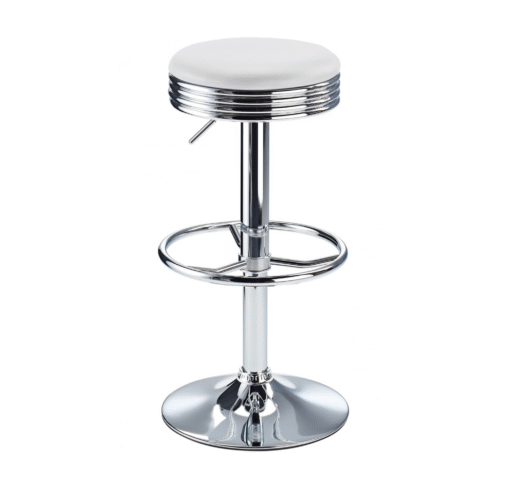 Calif Adjustable Bar Stool In White
