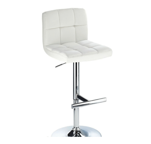 Cuborn White Bar Stool Faux Leather