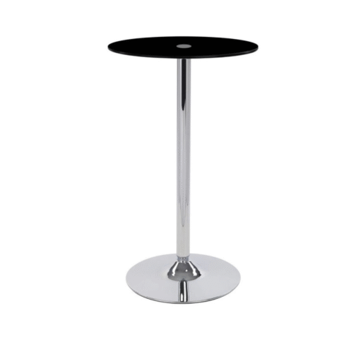 Surga Tall Black Round Glass Poseur Bar Table