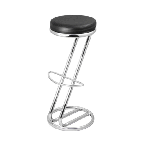 Z Shaped Fixed Height Black Padded Bar Stool
