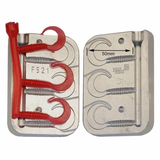Aluminium Mould for 3 Rubber Soft Bait Twisters 1 size x 50mm Kayak fishing - mould-only