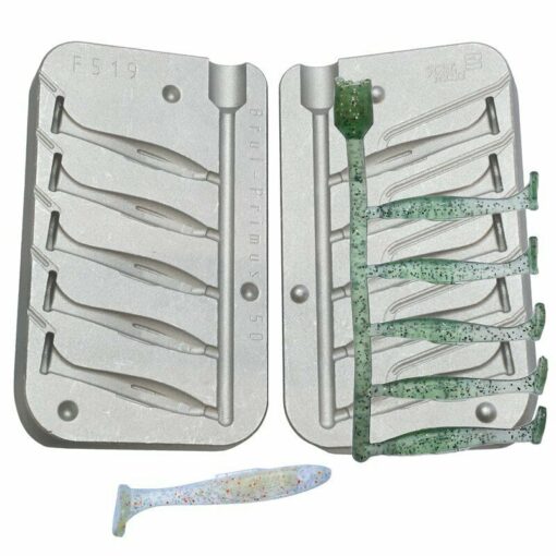 Aluminium Mould for 5 Rubber Soft Bait Paddles 1 size x 50mm Kayak fishing - mould-cm519