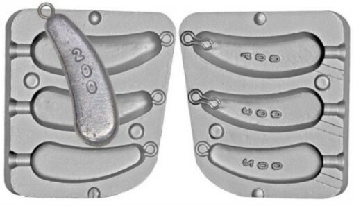 Aluminium Mould for Norwegian Style Heavy Boat Weights 7oz, 10oz and 14oz - cm27-mould-100-s-steel-loops-3