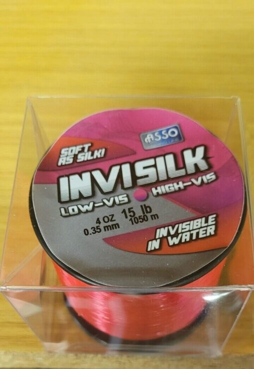 Asso Invisilk High Vis Mono 4oz - Clear, Red, Yellow - Sea Fishing Mainline - Yellow, 30lb