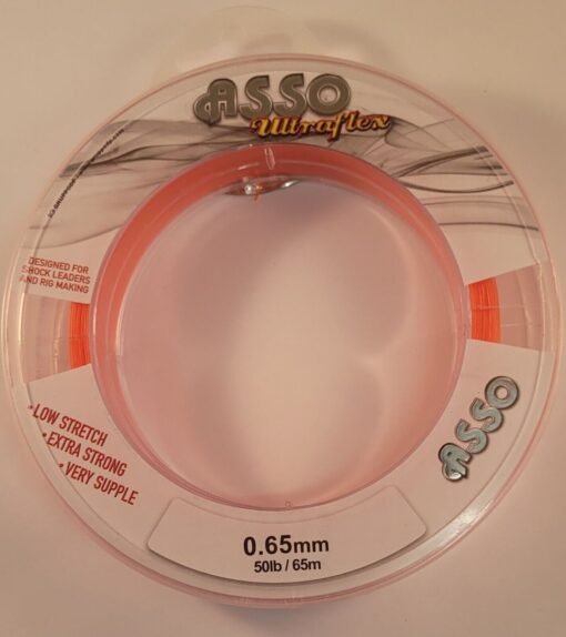 Asso Ultraflex Shock leader 65m Spools Mono / Line Clear and Orange - Clear, 70lb, 65m