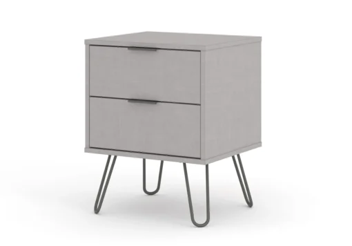 Augustine Grey 2 Drawer Bedside Cabinet