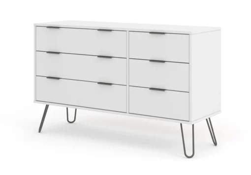 Augustine White 3+3 Drawer Wide Chest Of Drawers