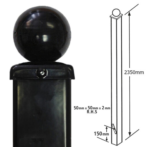 Ball top, Blank, Concrete-In Metal Post