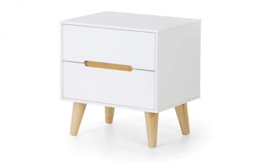 Basoni 2 Drawer Wide Bedroom Chest Scandinavian White Oak Legs