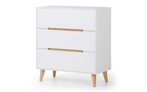 Basoni 3 Drawer Wide Bedroom Chest Scandinavian White Oak Legs