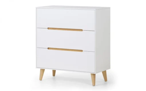 Basoni 3 Drawer Wide Bedroom Chest Scandinavian White Oak Legs