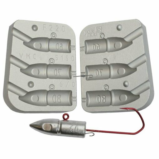 Butt Jig mould 60 70 80g Adhesive eyes 6mm VMC5150 6/0 hooks - cm220-3-d-eyes-25-x-6-0-hooks