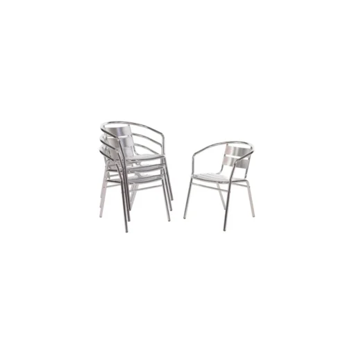 Celia Aluminium Outdoor Stacking Chair Rounded Set Of 4