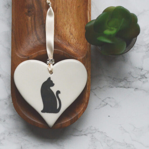 Ceramic Heart - Black Cat