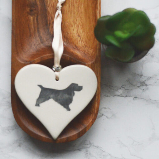 Ceramic Heart - Cocker Spaniel Black