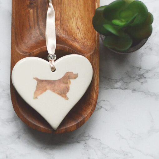 Ceramic Heart - Cocker Spaniel Brown